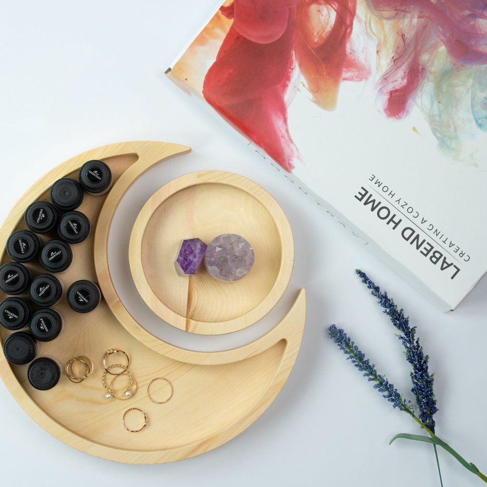 Moon Tray Crystal Holder - Essential Oils Tray - Jewelry Tray and Stand